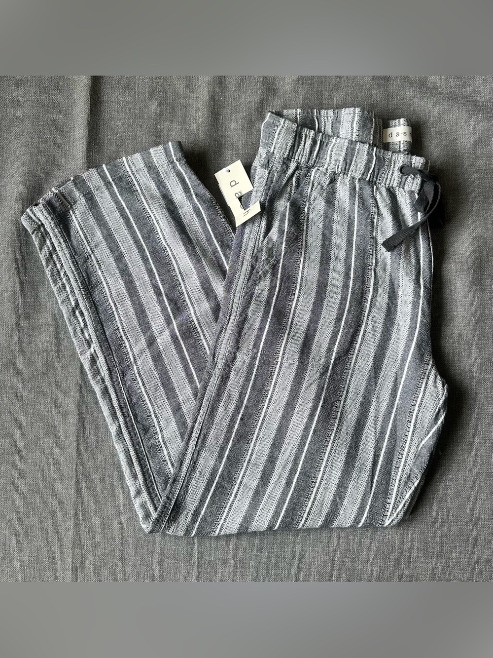 Dash Linen Blend Striped Wide Leg Pants New